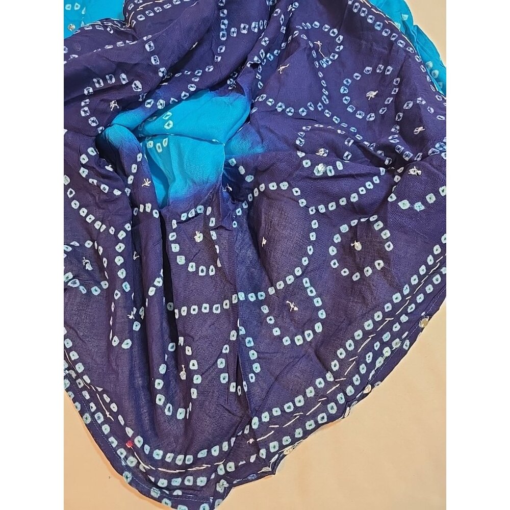 Handmade Blue boho midi skirt adjustable tie waist mirror sequins One Size New - Picture 13 of 15